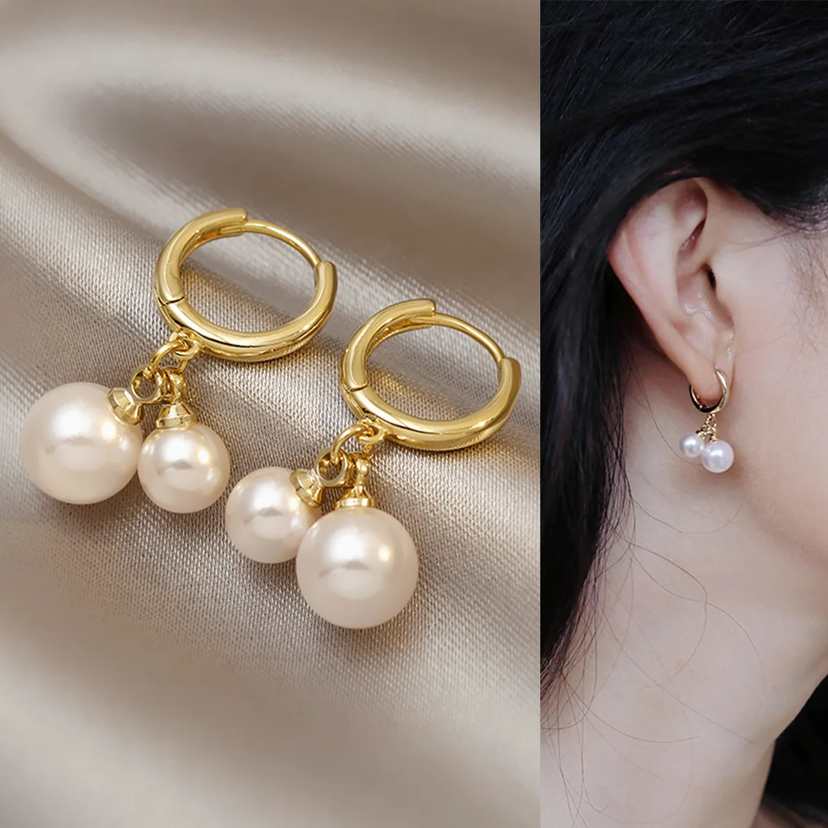 Pearl Earrings Colorful Mermaid Ji Flower Long Tassel Earring For Personality Women Gold Color Ear Buckle Fashion Jewelry Gifts images - 6