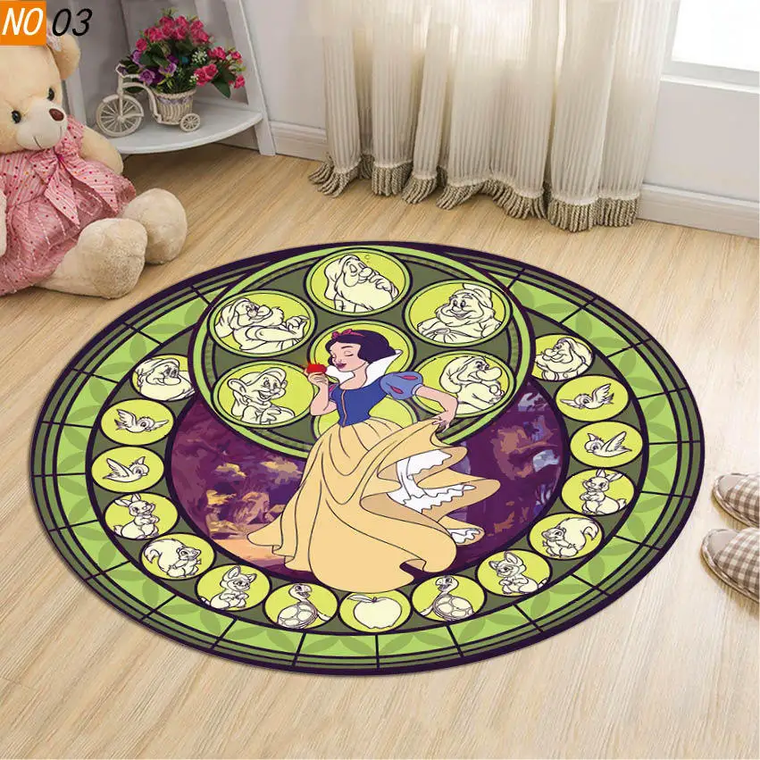 

Disney Cartoon Princess Baby Playmat Soft Round Kid's Carpets Non-slip Bedroom Rug Kids Room Decorative Boys Girls Game Mat