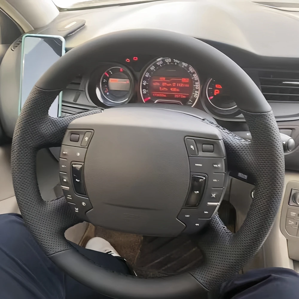 

Набор рулевого колеса DIY ручной пошив Citroen C5 черная кожа 2008 2009 2010 - 2017 Автомобильные аксессуары