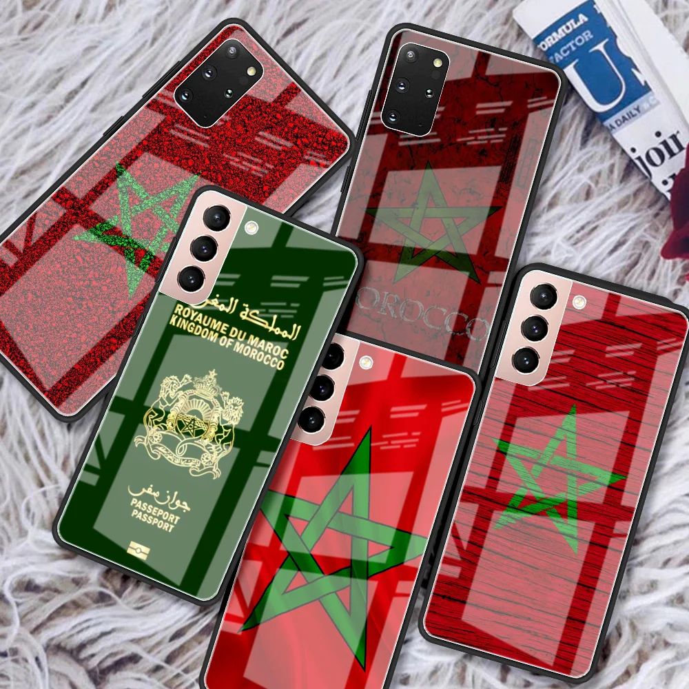 

Glass Case For Samsung Galaxy S22 Ultra S21 Plus S20 FE Note 20 10 Lite S10 S9 S8 S10e Tempered Phone Cover Moroccan Flag Fundas