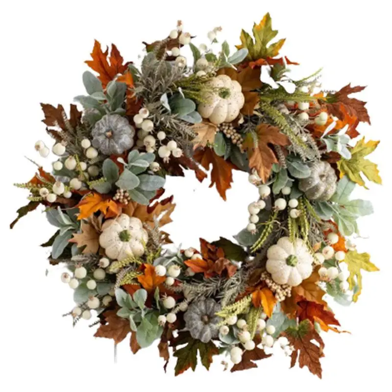 

Осенний декоративный венок, Осенний венок с кленовыми листьями, украшение для входной двери, Осенний декор, венки на День Благодарения для использования внутри и вне помещения