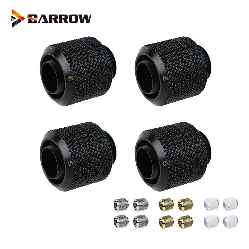 4pcs, Barrow G1/4“ 10X13MM,10X16MM Hose Tube Hand Compression Fittings ,Soft Pipe Extend Connector For Computer Case ,THKN-3/8