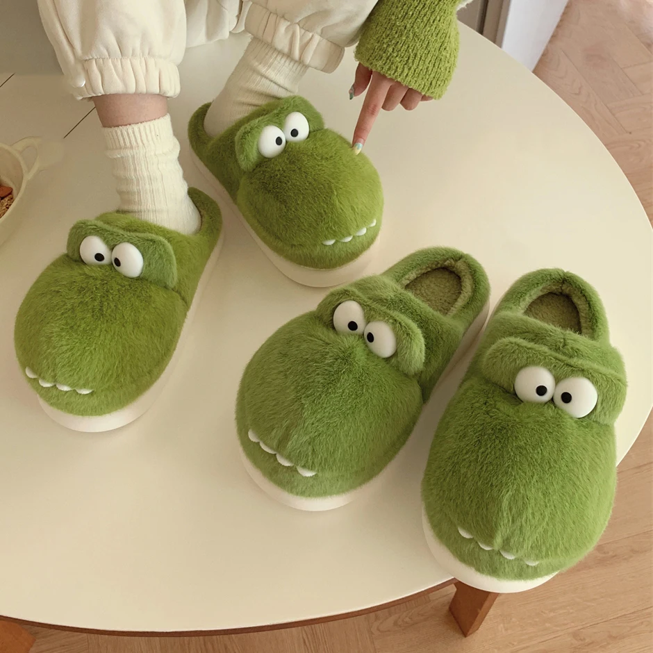 Креативные и милые тапочки Mo Dou из крокодилового хлопка Нескользящие теплые