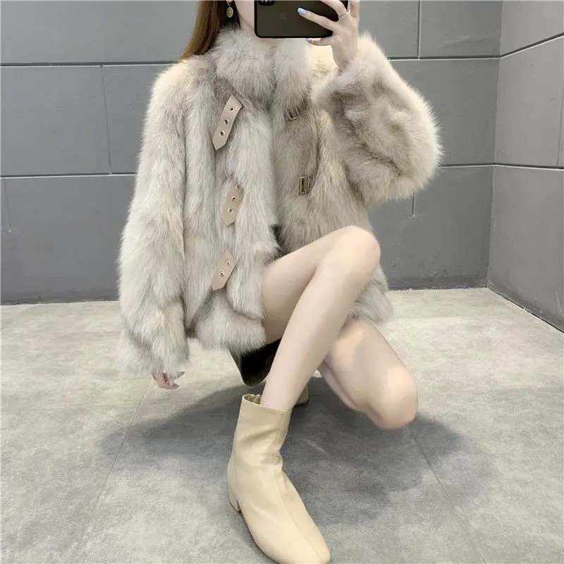 2022 Winter New Women Plush Jacket High Quality Mid Length Single Breasted Fleece Warm Faux Fur Coats Elegant Female Clothing