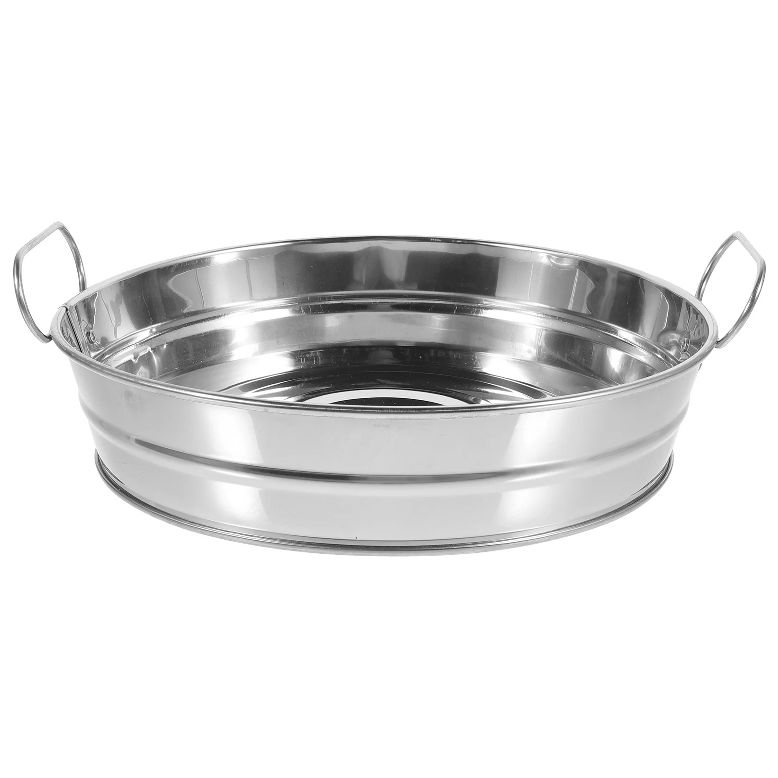 

Snack Round Dish with Handles Stainless Steel Round Dish Chip Round Tray for Kitchen
