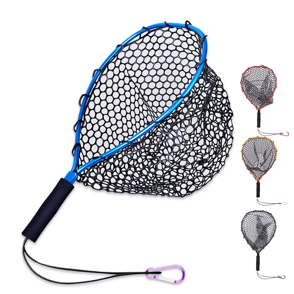 Net Aluminum Alloy Fly Fishing Landing Net Soft Mesh Material Landing Net Anti-scratch Fishing Tackles Accessories