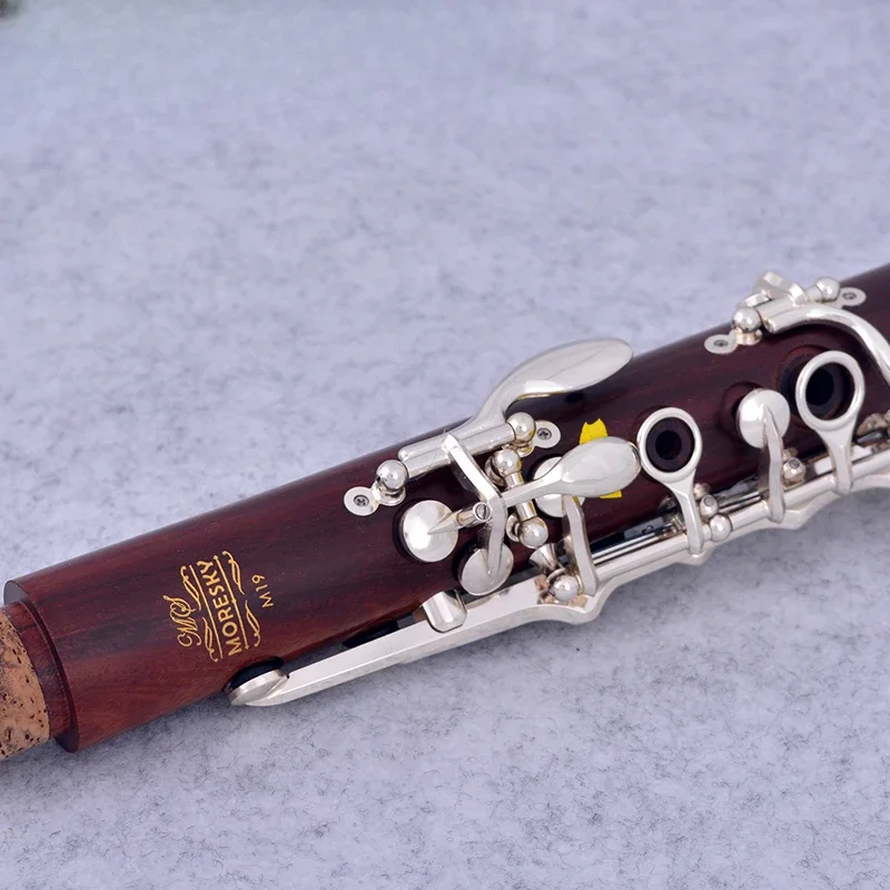 MORESKY Профессиональный кларнет из красного дерева палисандр Bb посеребренный 17