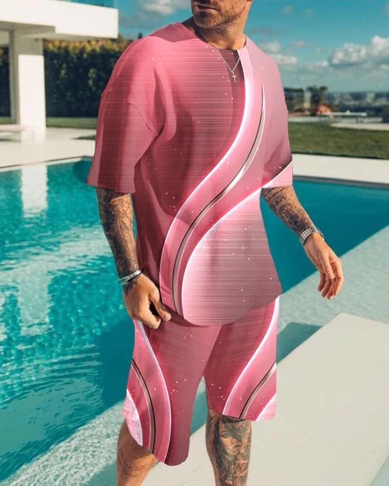 

2023 Summer Men's T-Shirt&Shorts Sets Fashion Digital Printing Tow-Piece Suit Tracksuits Hawaiian Style Casual Clothes Beachwear