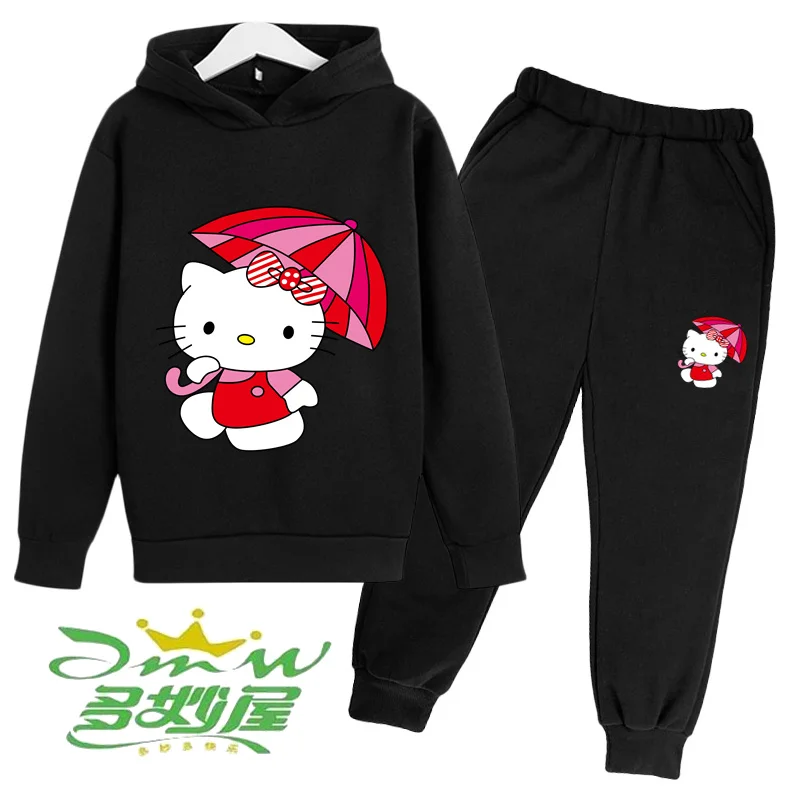 

Kawaii Wonderful House Hellokitty cartoon children's set Y2K Boys and girls Autumn and winter warm fashion children's set