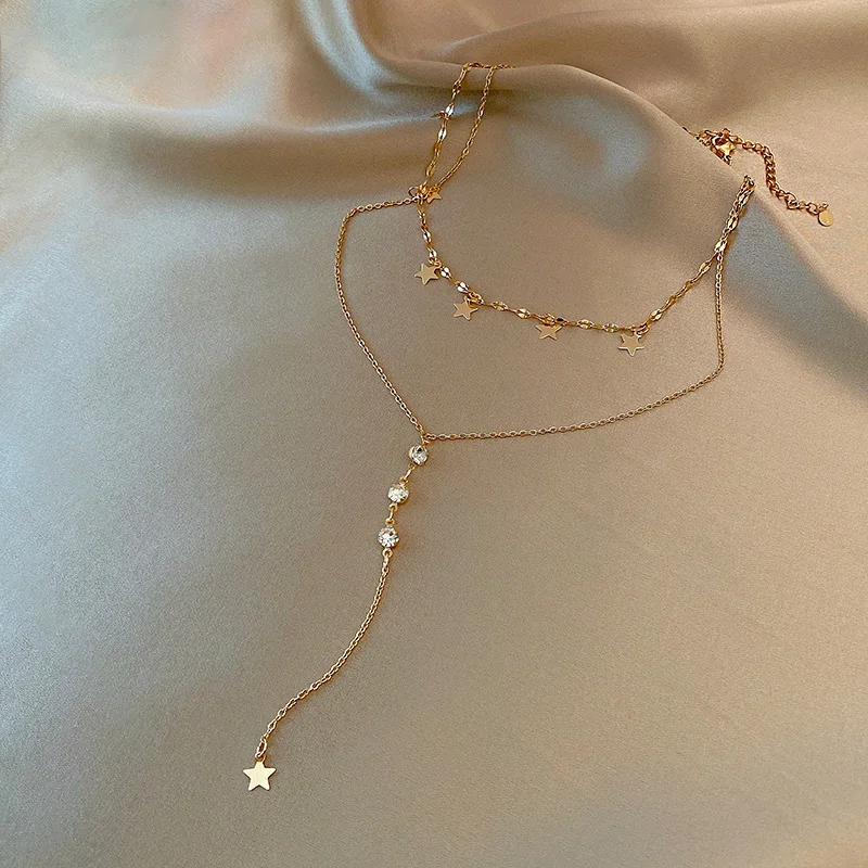 

Titanium Steel Classic Necklace Zircon Pendant For Women Girls Metal Chain Jewelry Ladies Fashion Trendy Gift Wedding Party