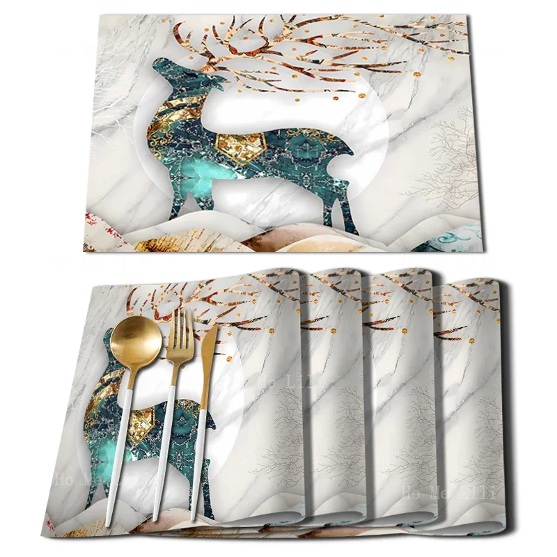 Американский лес Рождественский олень абстрактное искусство Северо-Западный