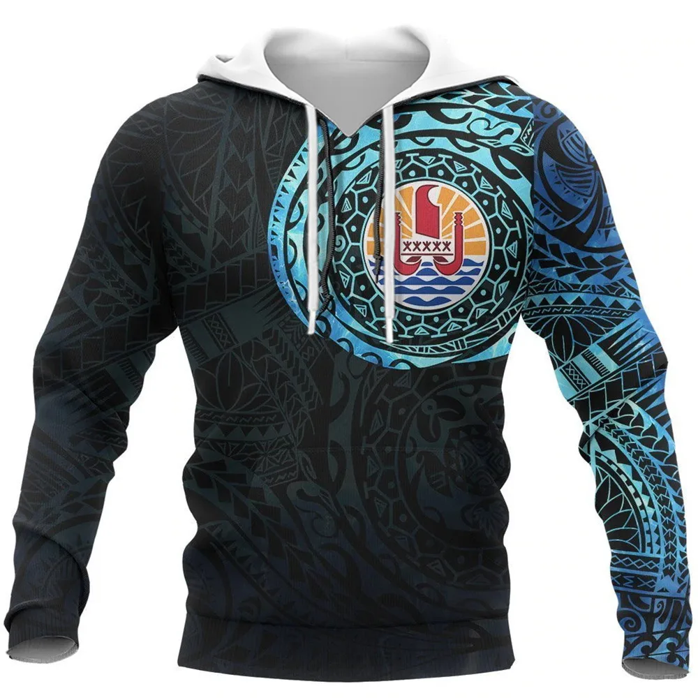 

CLOOCL Fashion Hoodies French Polynesia Tattoo Chest Print Sweatshirts 3D Graphic Pullovers Tops Harajuku Pocket Streetwear
