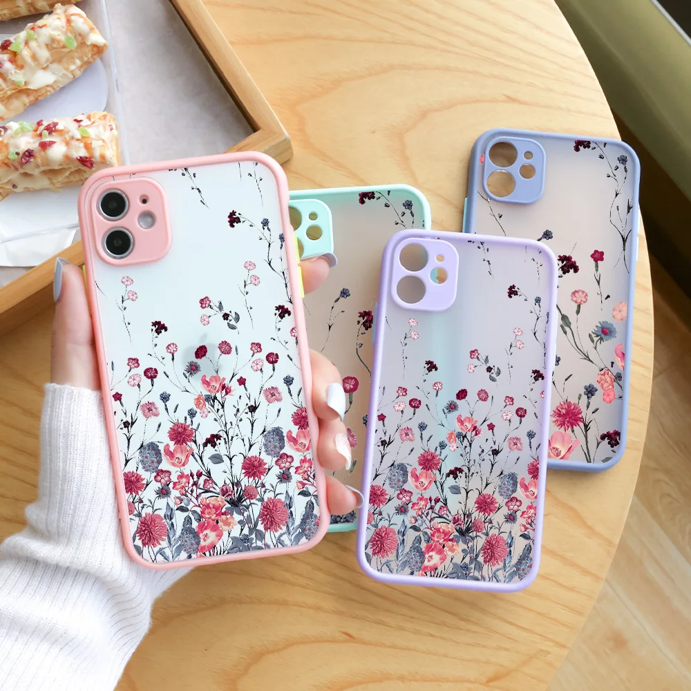 

Phone Case For iPhone 12 Pro Max Case Flower Painted PC Case For IPhone 12 11 Pro Max XS XR X SE 7 8 Plus 6 6S SE 2 Cover Coque