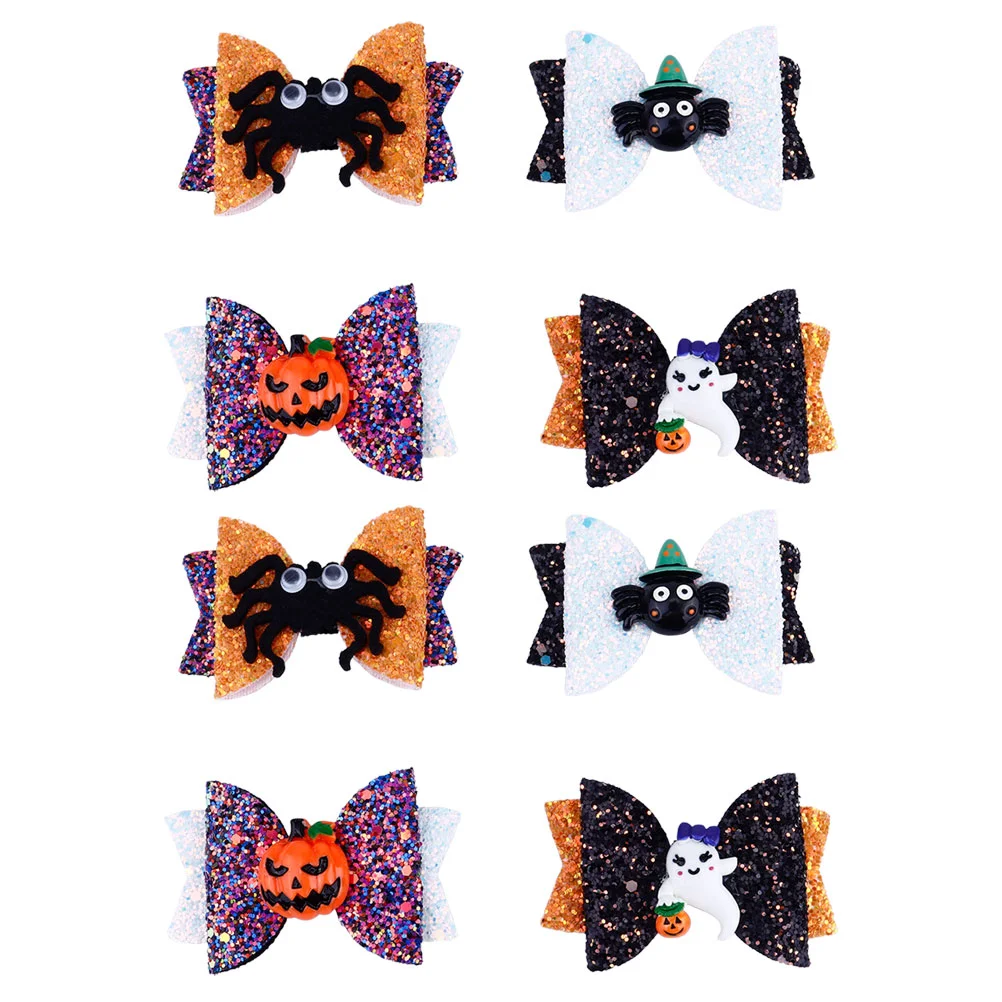

8pcs Halloween Hair Clips Bowknot Hairpins Colorful Halloween Headdress