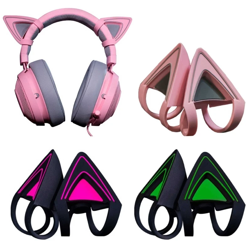 

Detachable Gaming Headphones 1Pair Ears Attachment Stereo Headset Decoration Accessory for razer Kraken V2 Headsets