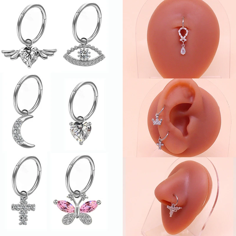 

Eye Earrings Multi-purpose Stainless Steel Jewelry Ear Cuff Butterfly Nose Ring Heart-shaped Wings Moon Belly Ring Piercings