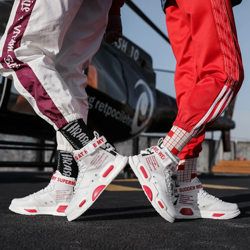 

Men's High Top Fashion Leather Sneakers Trend Hot Sale Comfortable Man Casual Shoes Outdoor Non-slip Breathable Men Chunky Shoes