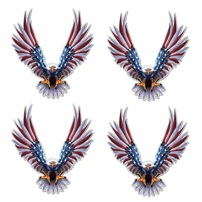 

4X Car Decal Flying Hawk Auto Truck USA Eagle PET Flag Sticker Hood Decals