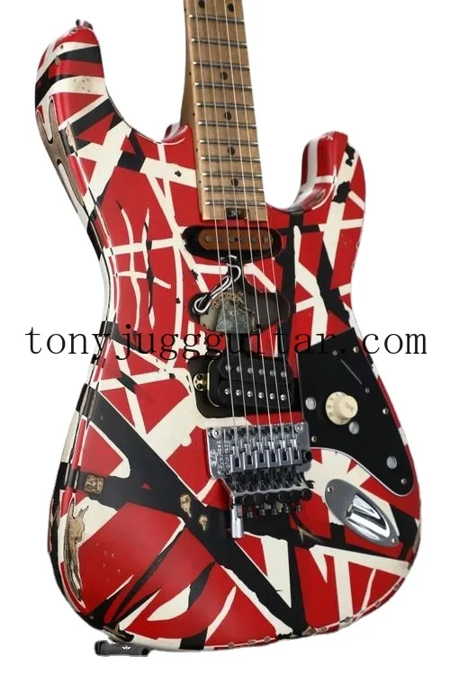 

Edward Van Halen Franken Stein Heavy Relic White Black Stripes Red ST Electric Guitar