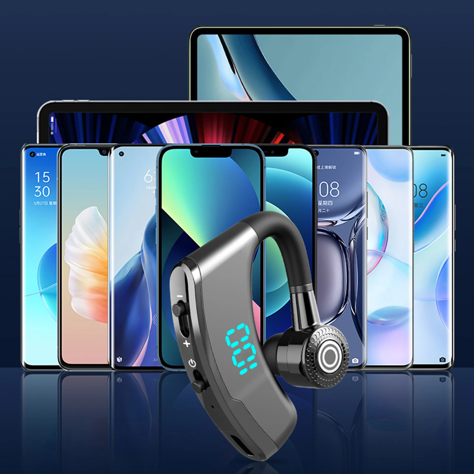 

Wireless Sports Earpiece Bluetoothes Headset Hands-Free Earphones With Built-in Mic Noise Reduction For Driving Business Office