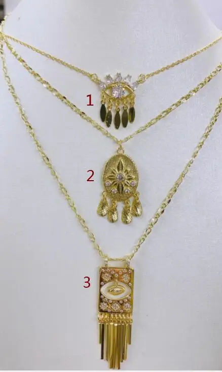 

Copper Round Charm Cubic Zirconia Hamsa Hand Evil Eye Necklace for Women Men Gold Color Trendy Pendant Necklace Jewelry