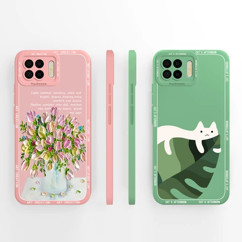 Чехол для телефона Oppo Reno 4 Lite/Reno 4F, простой защитный чехол для камеры-бабочки, задняя крышка, мягкий жидкий силиконовый бампер с защитой от падения