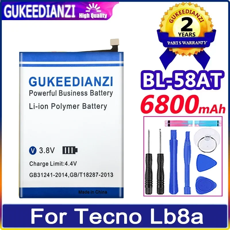 GUKEEDIANZI Battery BL-58AT 6800mAh For Tecno Lb8a Mobile Phone Bateria