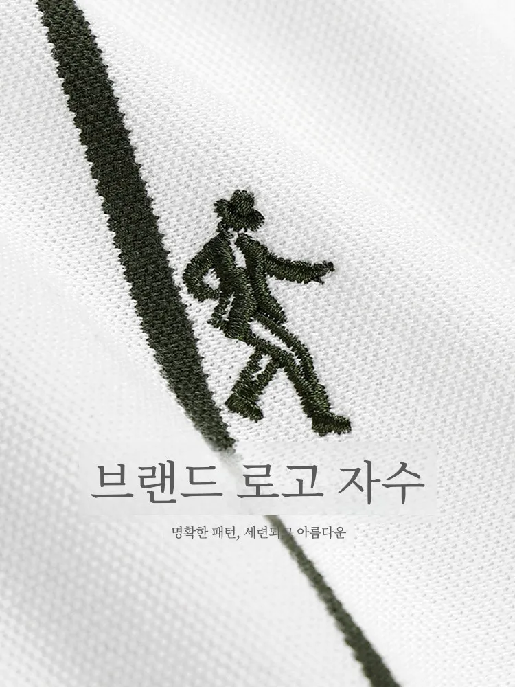 [Все хлопок] Мужская футболка с короткими рукавами и лацканами в полоску Танец