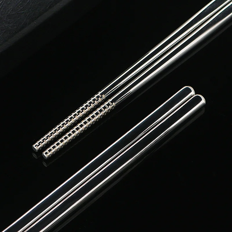Столовая посуда из нержавеющей стали 316, корейские палочки для еды с лазерной гравировкой, нескользящая Бытовая металлическая многоразовая палочка для еды, 8 пар/партия