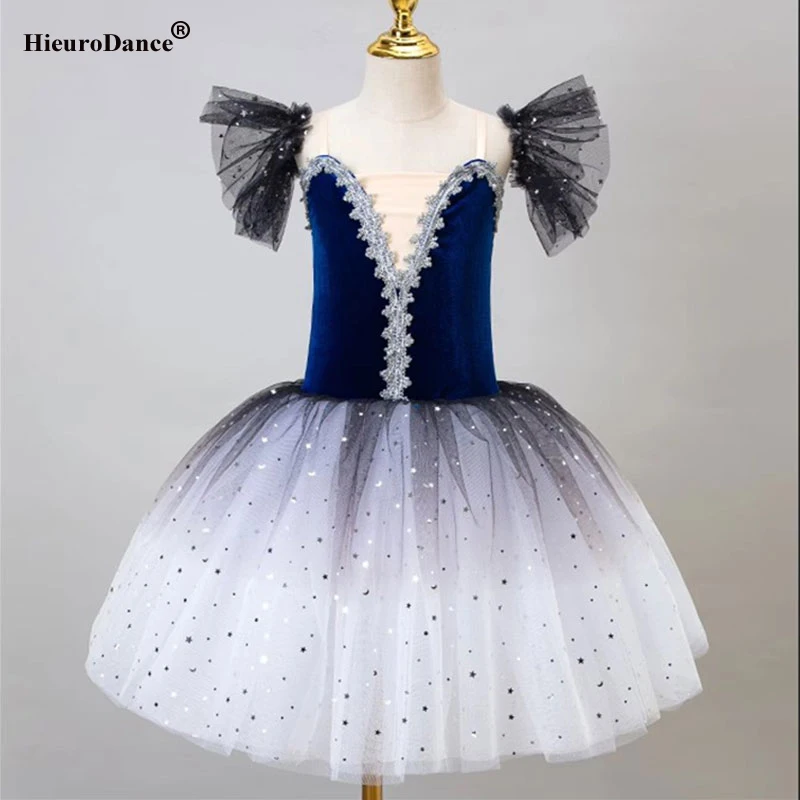 Голубой женский Профессиональный Балетный костюм с изображением лебедя и озера