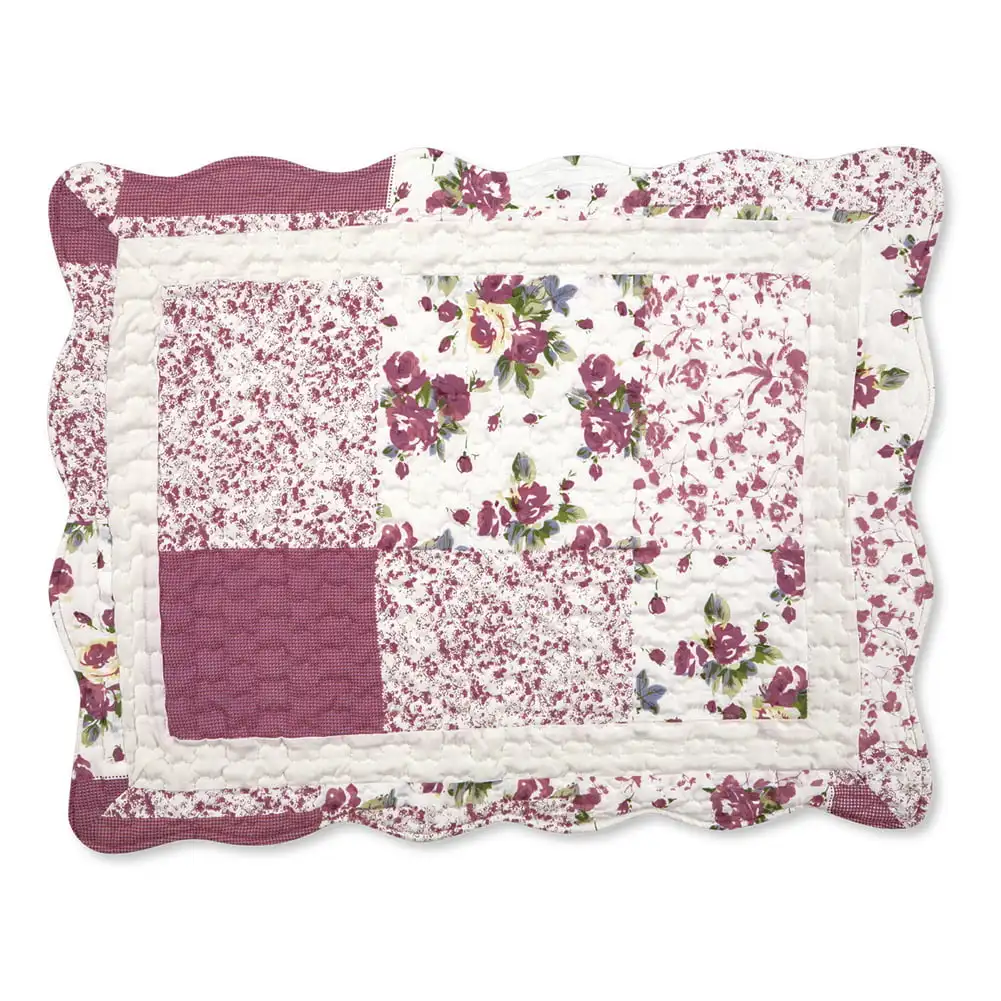 

Hadley Floral Patchwork Quilted Pillow Sham Burgundy Sham