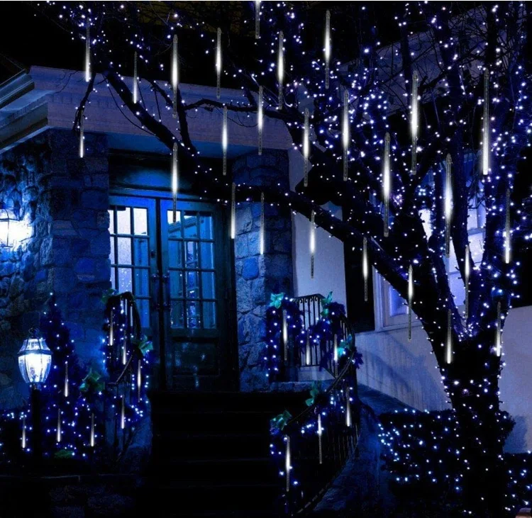 

Meteor Shower Rain Lights Falling Lights Waterproof Garden Light 8 Tubes 144 Leds Christmas Wedding Holiday Decoration