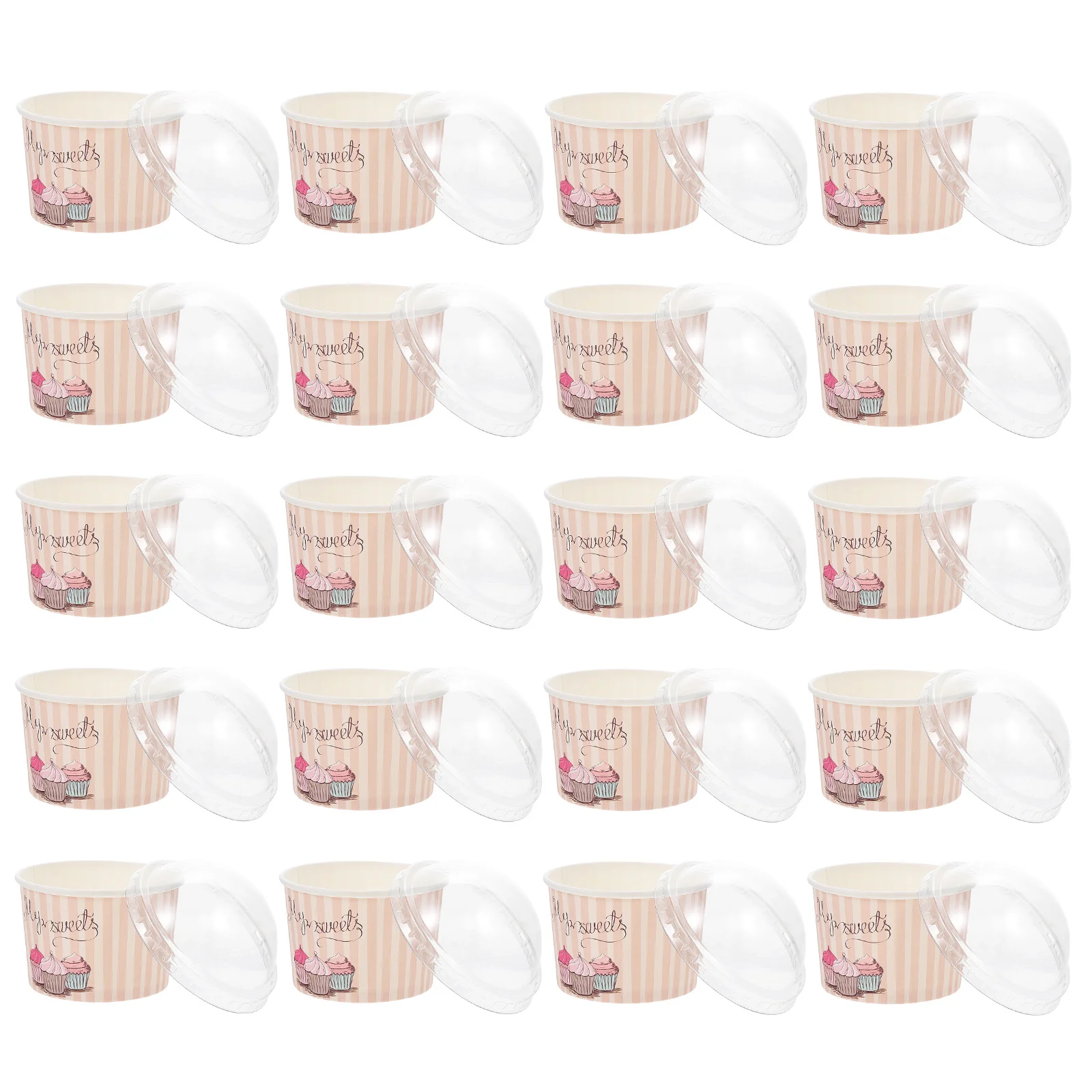 

Bowls Pudding Paper Sets Cream Ice Cups Yogurt Milk Cake Disposable Lidded Cake Cream With 50 Paper Bowls Bowl Ice Cup Lid