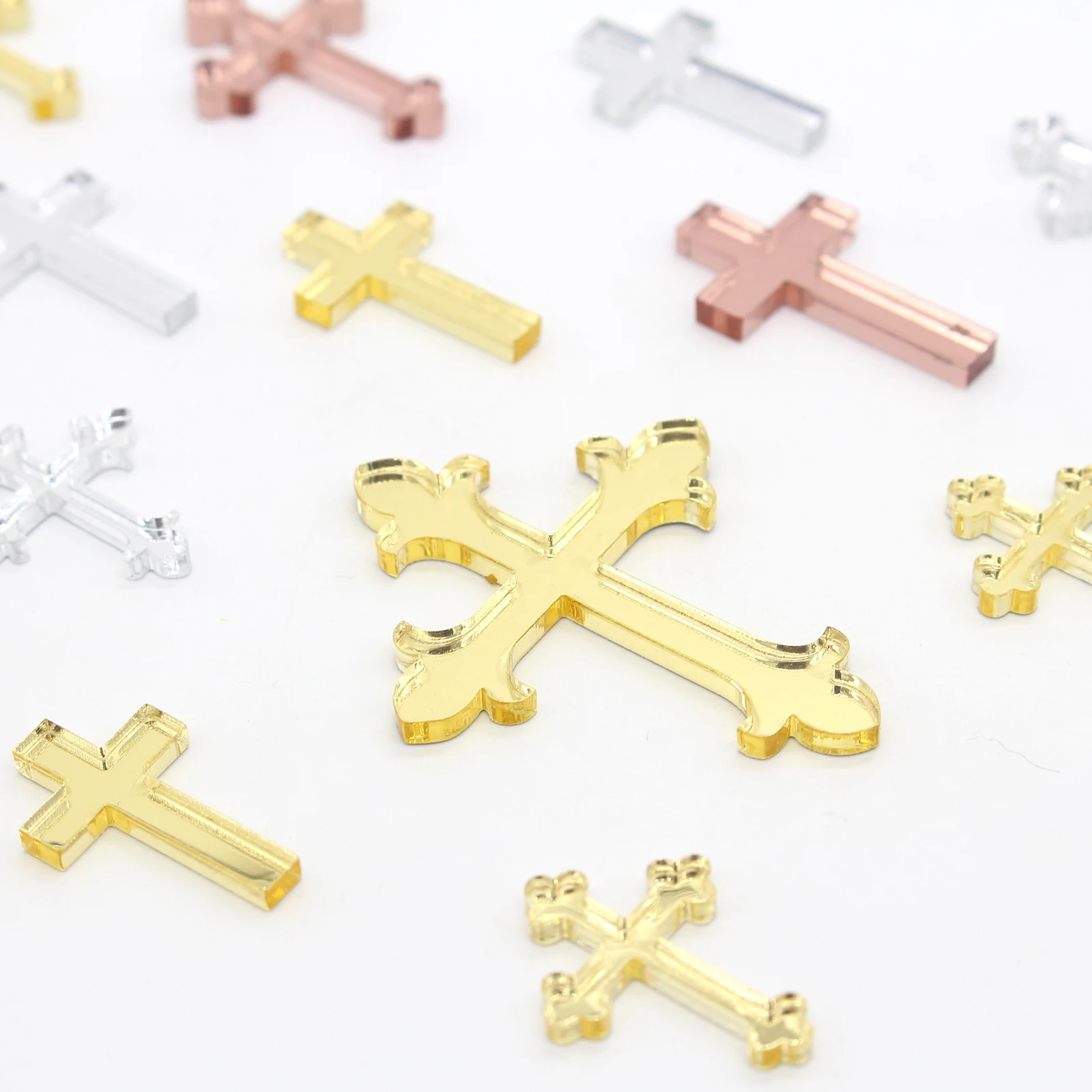 

30 Pcs Laser Cut Gold Mirror Crosses Ornaments Variety of Styles to Choose From Prayer Baptism Birth Party Supplies Cross Decor