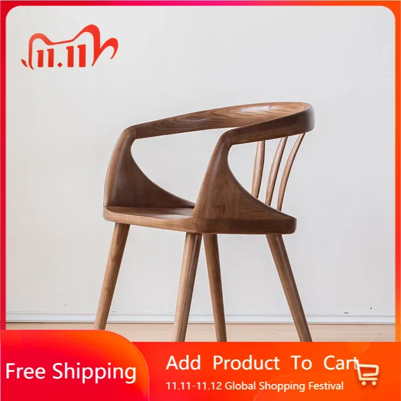 

Nordic Retro Home Solid Wood Dining Chair Japanese Tea Room Leisure Library Armchair Learning Stoolkitchen Furniture LQQ30YH