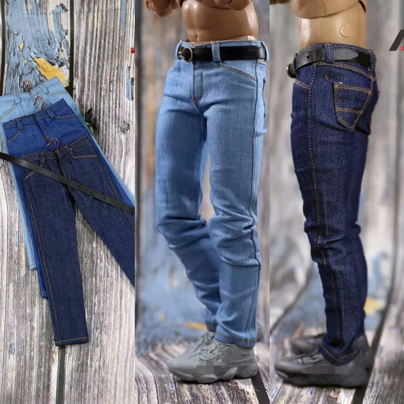 Мужские Узкие Джинсы В Масштабе 1/6 Для 12-дюймовых Тонких Фигурок Одежда Солдата