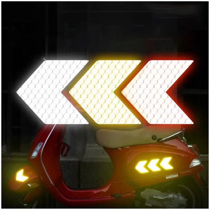 

10Pcs Car Arrow Reflective Stickers Safety Caution Warning Reflective Adhesive Tape for Bike Car Styling Motorcycle Accessories