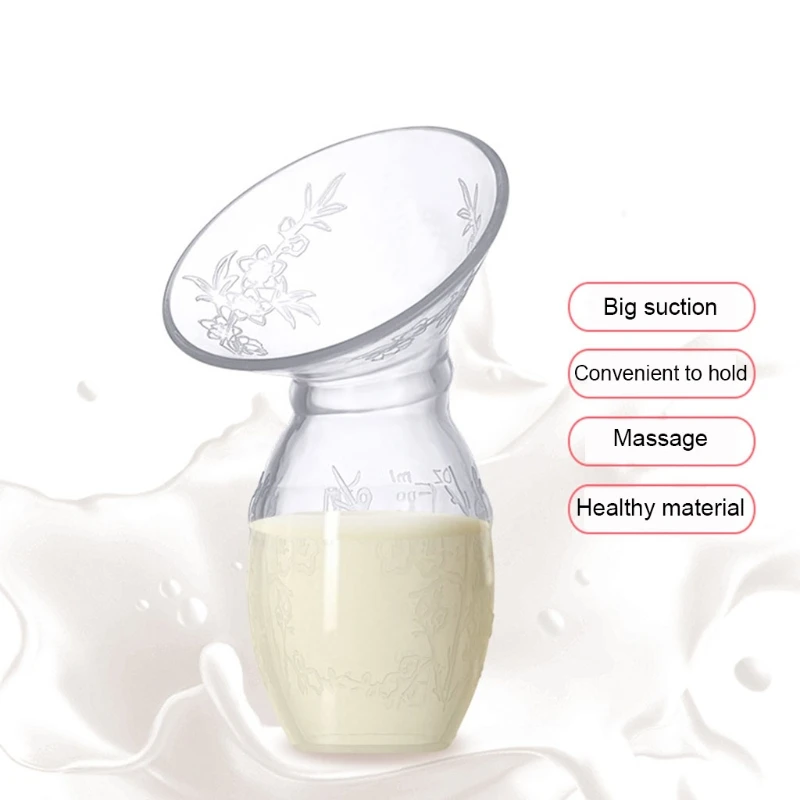 

Manual Breast Pump Food Grade BPA Free Silicone Cup Mom Breastfeeding Milk Saver Suction Collector