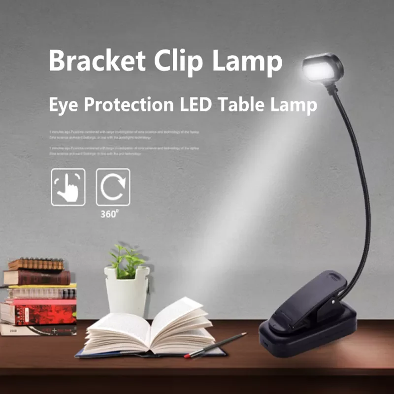 

Adjustable LED Book Light With Goosenecks Clip 5 LEDs AAA Battery Powered Flexible Night Reading Desk Lamp Notebook Cool White
