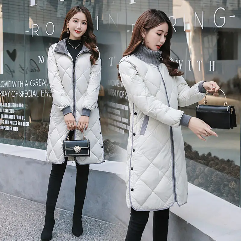 Female Parkas 2023 Autumn Winter New Korean Down Cotton Overcoat Women Long Coats Warm Loose Outwear Stand Collar Winter Jackets