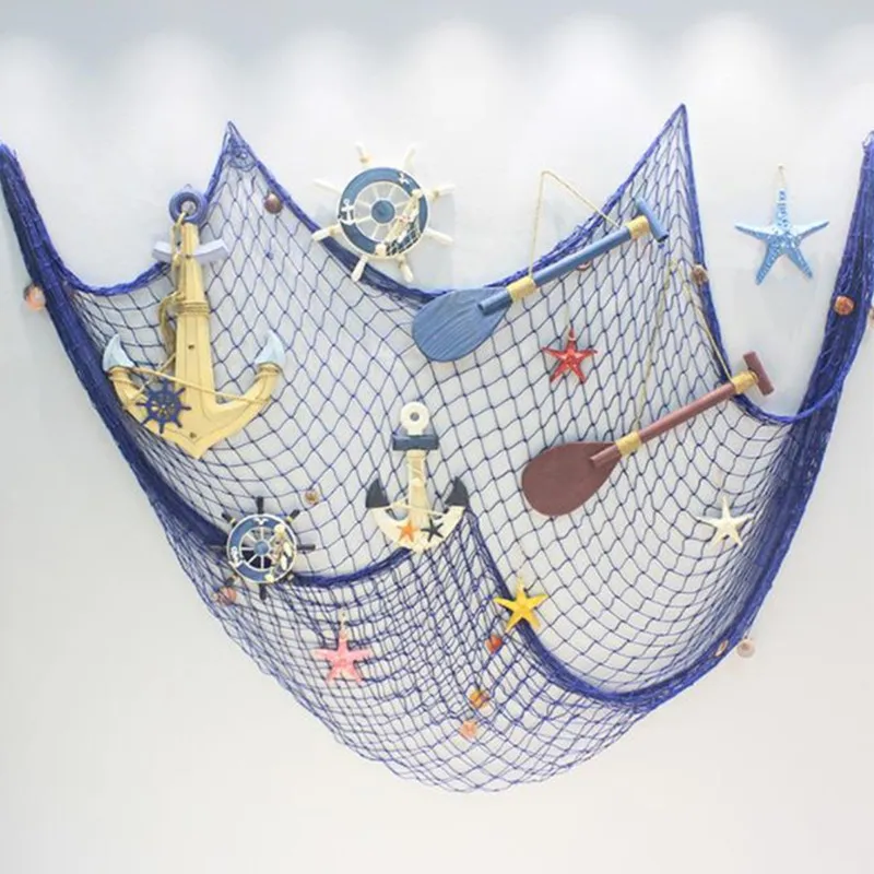 

1x2 м рыболовная сеть, Морская ракушка, морская звезда, подвесная стена для дома, тема океан, домашний декор, декоративная рыболовная сеть