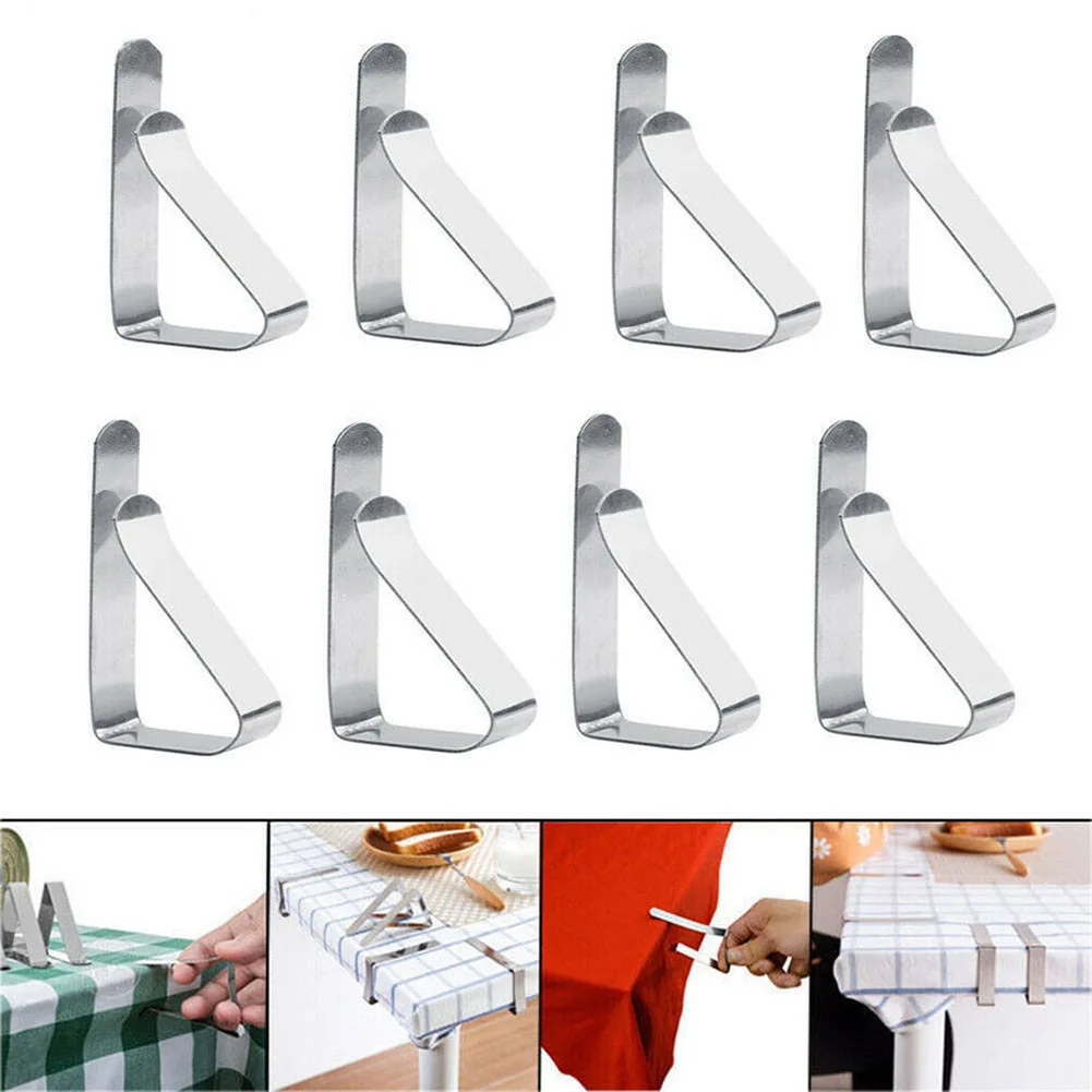 

24PCS Stainless Steel Anti-Slip Tablecloth Cover Clips Party Tool Metal Pegs Clamps Picnic Prom Table Cloth Clip Triangle