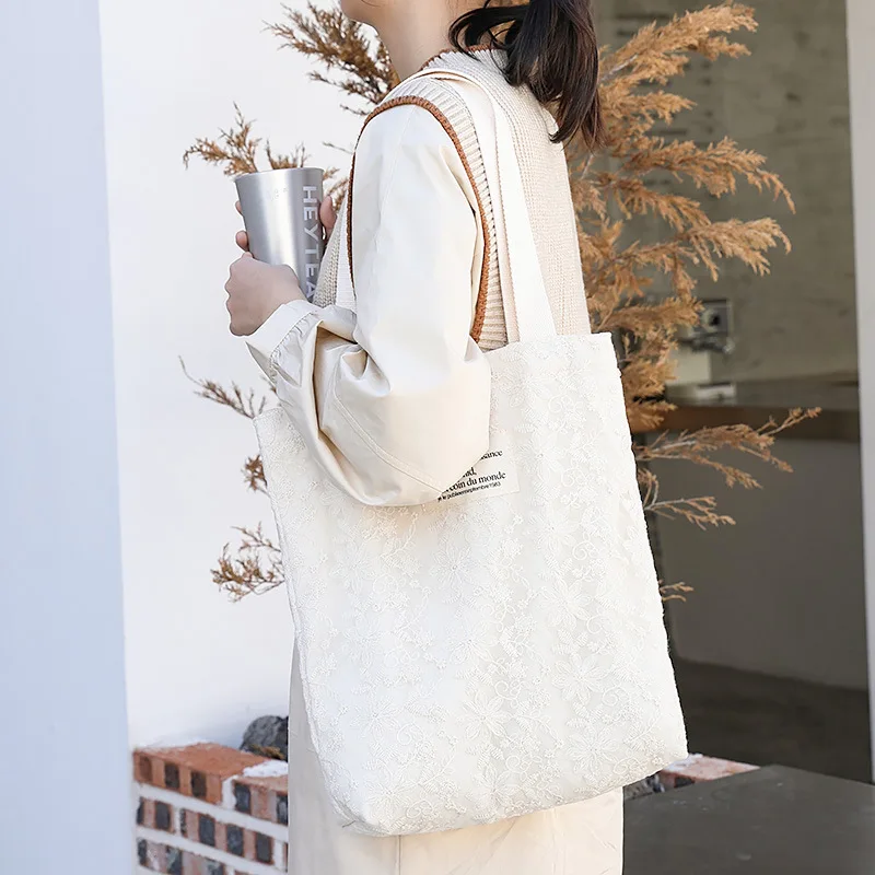 New Leisure Canvas Women's bag underarm fashion lace handbag net safflower hollow out shoulder bag