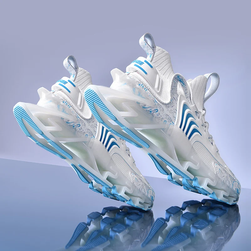 SENAGE New Men Blade Sole Running Sneakers Mesh Breathable Sports Casual Shoes Fashion Anti-Skid Walking Footwear