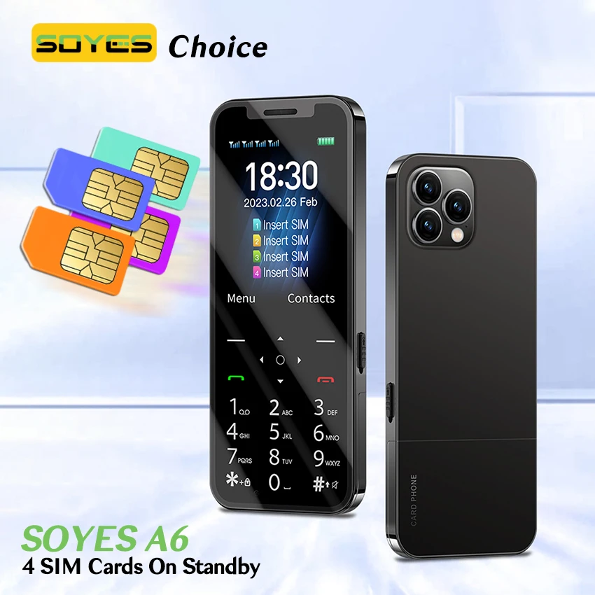 SOYES A6 Мини-телефон GSM С 4 SIM-картами Дисплей 2