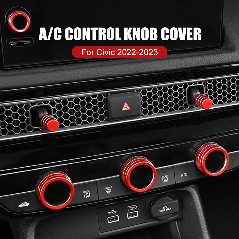 

For Honda Car Air Conditioning Volume Radio Button Knob Cover Interior Mouldings Accessories For Honda Civic 11th Gen 2022 CRV