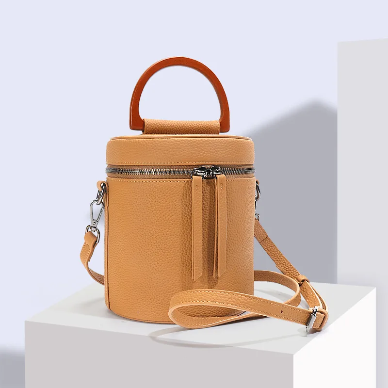 

BRIGGS New 2022 Genuine Leather Casual Shopper Shoulder Bag Bucket Handbag Simple High Quality Women Tote Bags