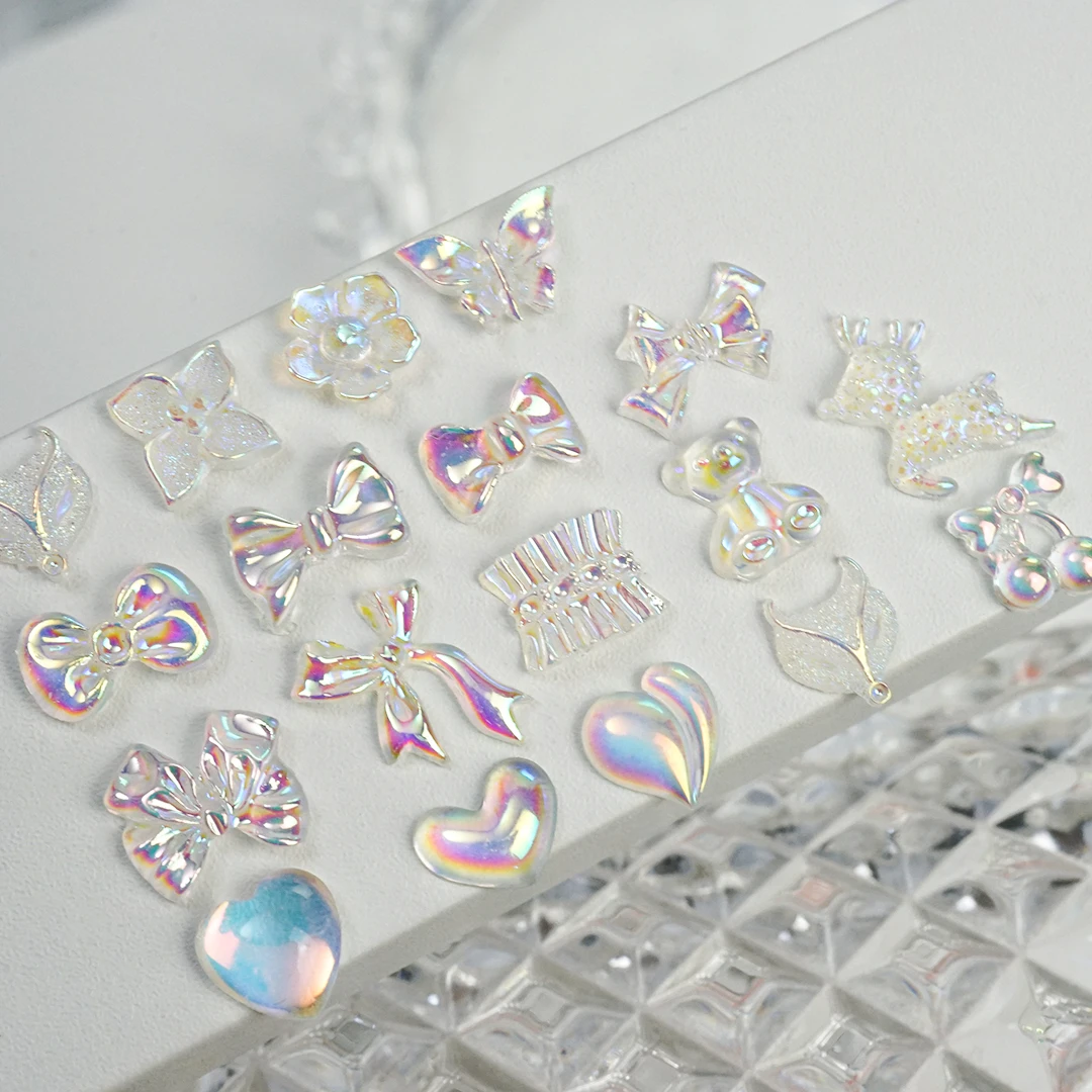 Aurora прозрачные бусины микс искусство медведь лук Flatback сердце Блестящие