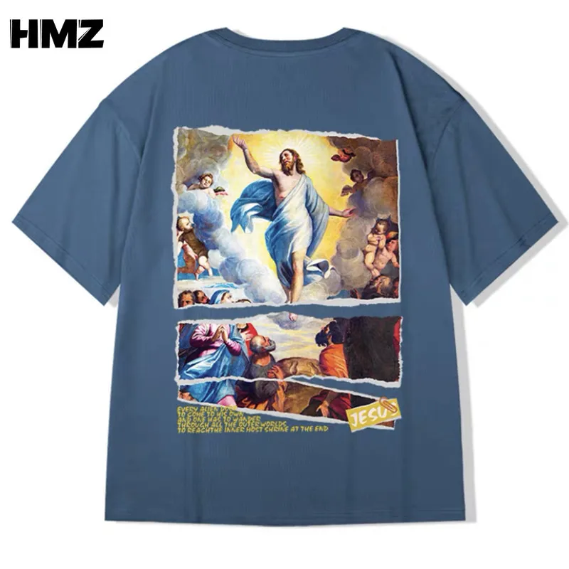 

HMZ 2022 Summer Cotton Short Sleeve T-shirts Men Casual Hip Hop Tshirts Harajuku High Street Men Tops Oversized Multicolor Tees