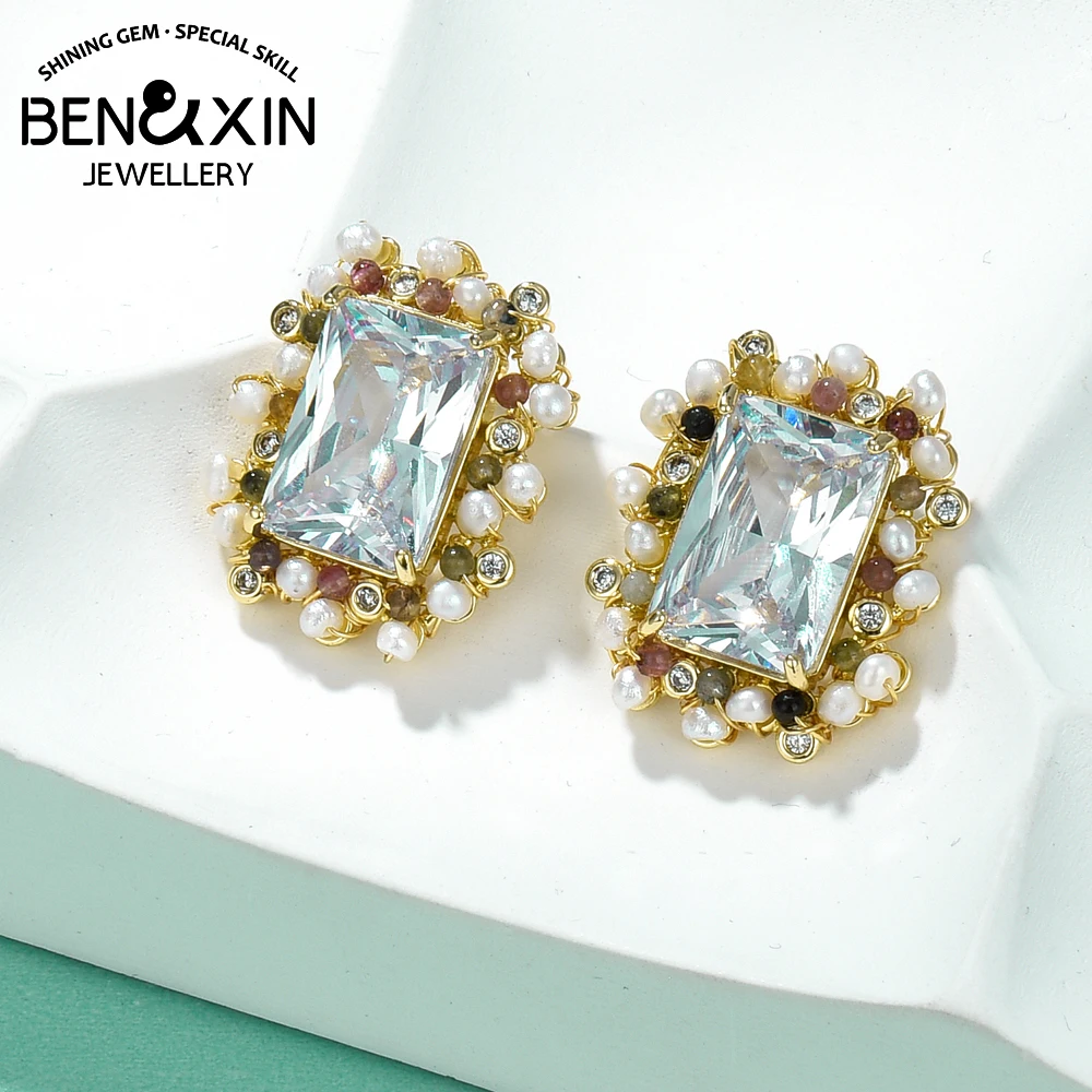 

Роскошные Модные серьги золотого цвета с инкрустированным натуральным турмалином и жемчугом для женщин Свадебные серьги для помолвки ювел...